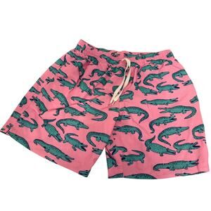 Chubbies 7” Swim Trunks Large Pink Gator Print Quick-Dry Board Shorts Mesh Lined